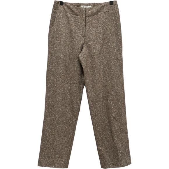 St John Collection Wool Blend Pants Womens Sz 6 Brown Tweed Silk Lined - Picture 1 of 11